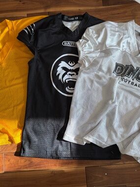Yellow, Black & White Mesh Sports Jerseys - Lot of 3